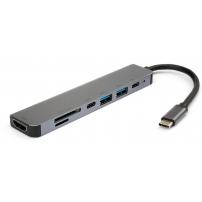 Концентратор Vinga Type-C to 4K HDMI+2*USB3.0+SD+TF+PD+USB-C 3.1 Gen1 aluminium (VCPHTC7AL)
