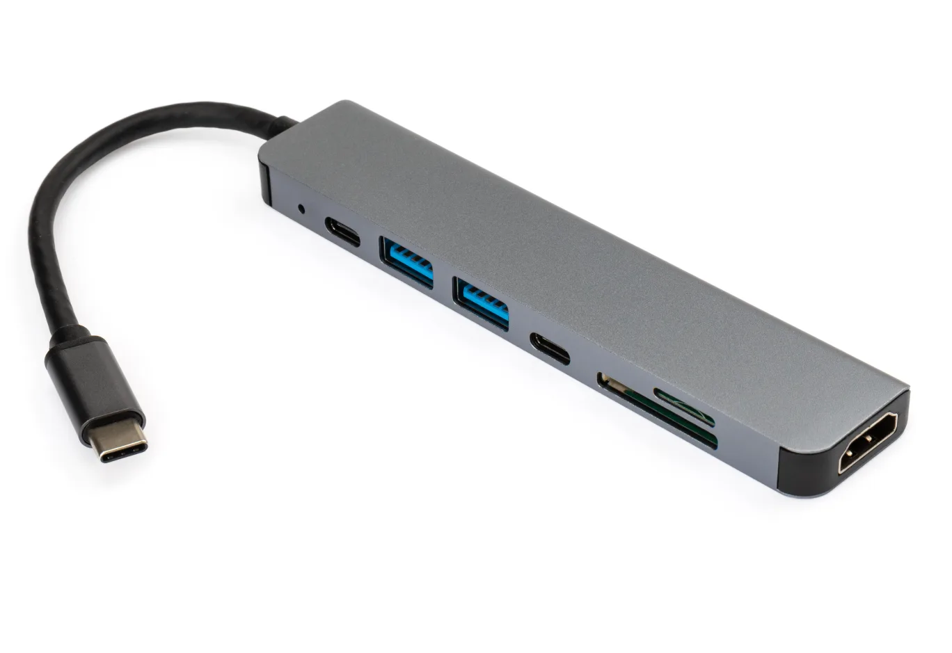 Концентратор Vinga Type-C to 4K HDMI+2*USB3.0+SD+TF+PD+USB-C 3.1 Gen1 aluminium (VCPHTC7AL)