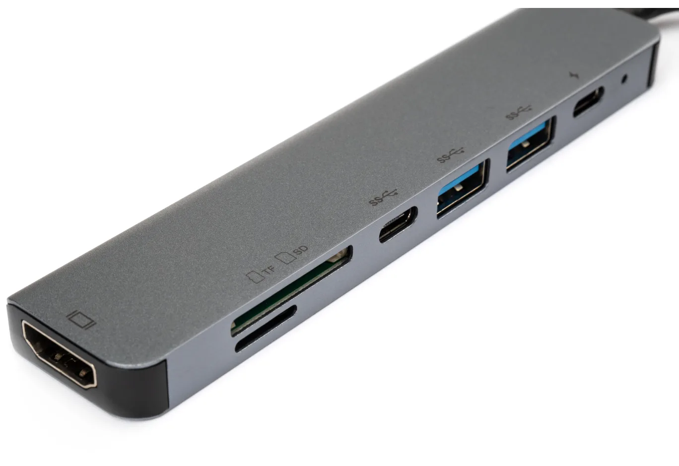 Концентратор Vinga Type-C to 4K HDMI+2*USB3.0+SD+TF+PD+USB-C 3.1 Gen1 aluminium (VCPHTC7AL)