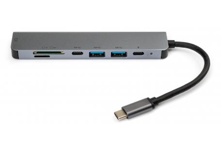 Концентратор Vinga Type-C to 4K HDMI+2*USB3.0+SD+TF+PD+USB-C 3.1 Gen1 aluminium (VCPHTC7AL)