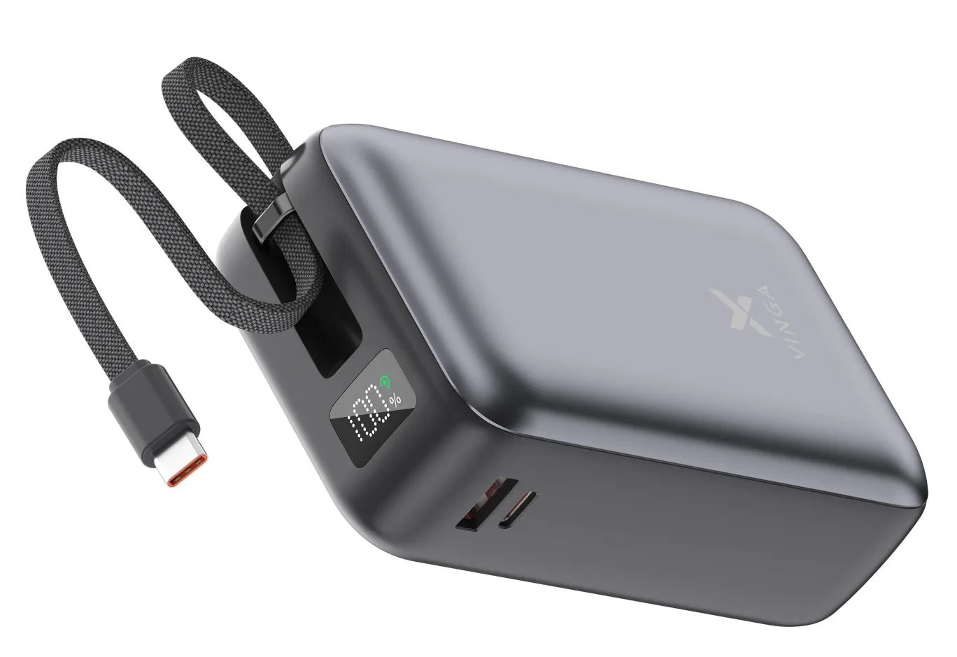 Батарея універсальна Vinga 30000 mAh 65W Display Cable (VPBB3065C)