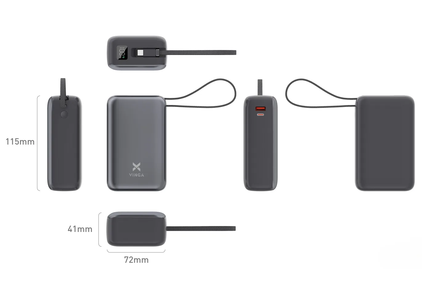 Батарея універсальна Vinga 30000 mAh 65W Display Cable (VPBB3065C)