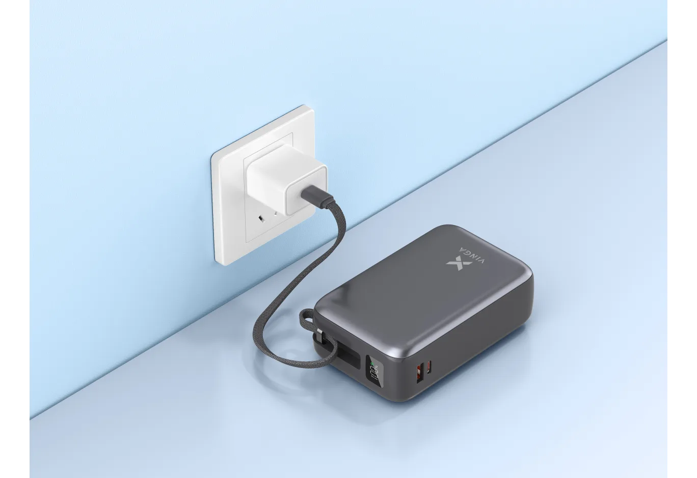 Батарея універсальна Vinga 30000 mAh 65W Display Cable (VPBB3065C)