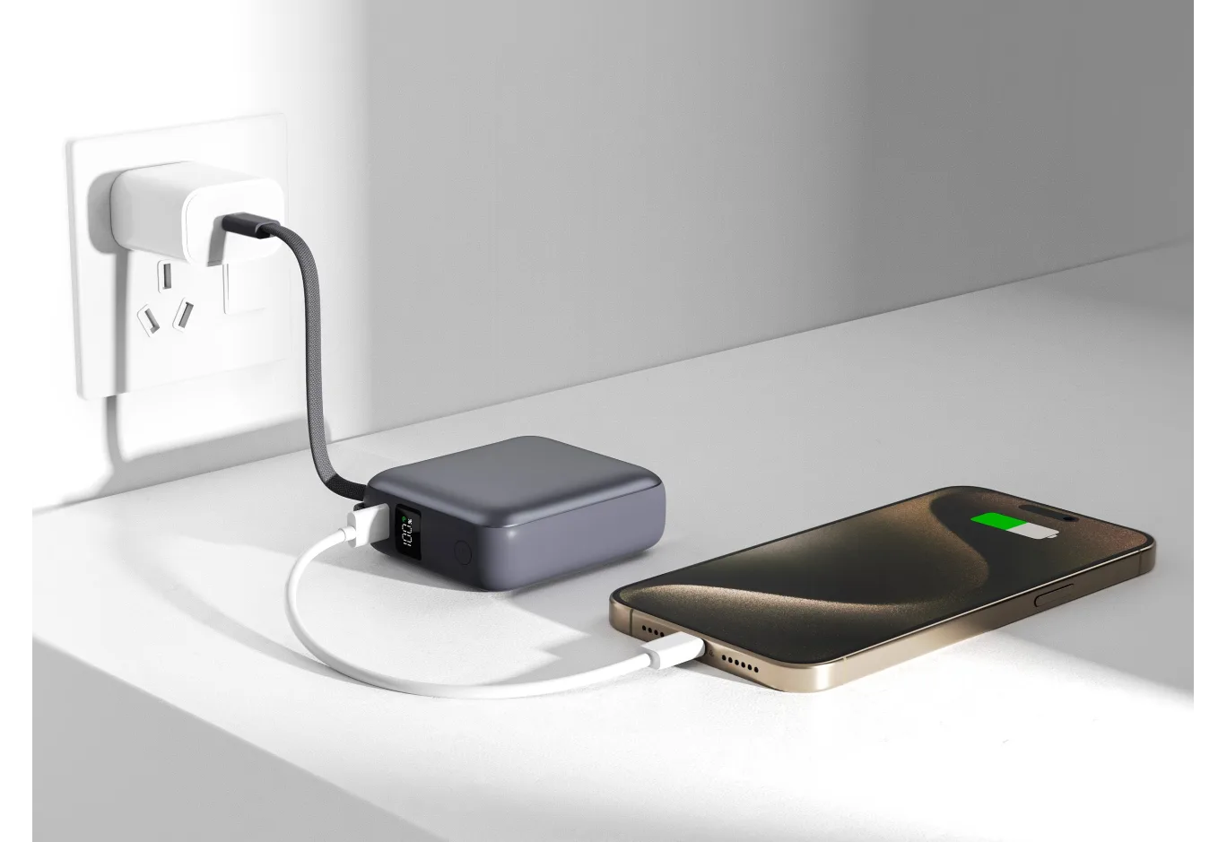 Батарея універсальна Vinga 10000 mAh 35W Display Cable (VPBB1035C)