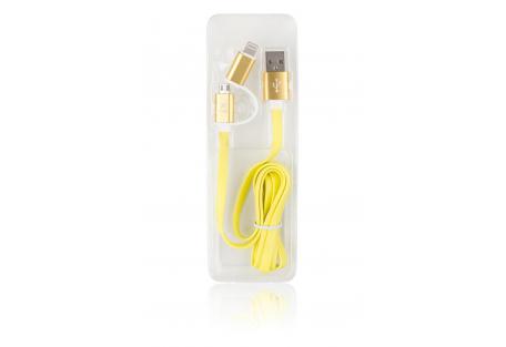 Дата кабель USB 2.0 AM to Lightning + Micro 5P 1.0m flat yellow Vinga (VRC791Y)