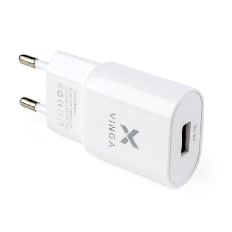 Зарядное устройство Vinga QC3.0 Quick Wall Charger 1xUSB (VRCH04WHQC3)