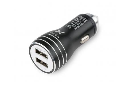 Зарядное устройство Vinga Dual USB Car Charger aluminium black (VRCCH03BK)