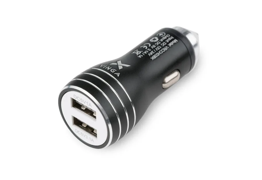 Charger Vinga Dual USB Car Charger aluminium black (VRCCH03BK)