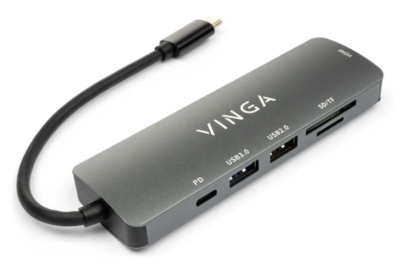 Концентратор Vinga USB Type-C 3.1 to HDMI+USB3.0+USB 2.0+SD/microSD+PD 6in1 (VHC6)