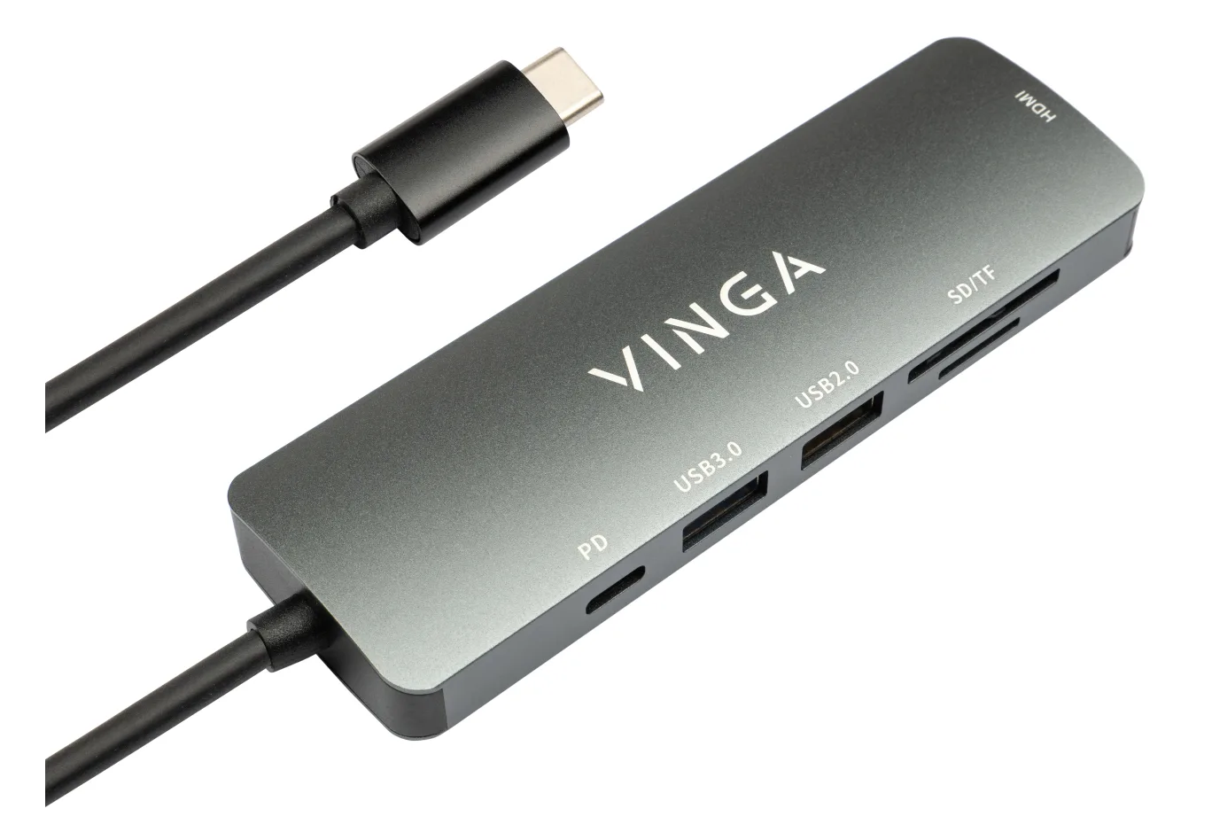 Концентратор Vinga USB Type-C 3.1 to HDMI+USB3.0+USB 2.0+SD/microSD+PD 6in1 (VHC6)