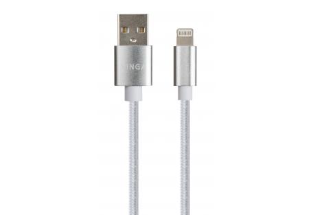 Дата кабель USB 2.0 AM to Lightning 1m nylon silver Vinga (VCPDCLNB1S)