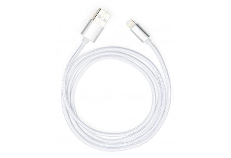 Дата кабель USB 2.0 AM to Lightning 1m nylon silver Vinga (VCPDCLNB1S)