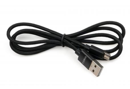 Дата кабель USB 2.0 AM to Micro 5P 1m nylon black Vinga (VCPDCMNB1BK)