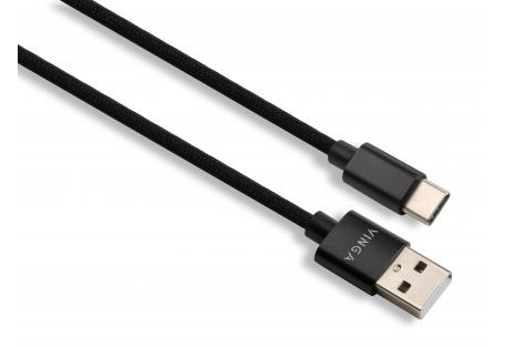 Дата кабель USB 2.0 AM to USB-C 1.0m nylon black Vinga (VCPDCTCNB1BK)