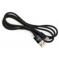 Дата кабель USB 2.0 AM to USB-C 1.0m nylon black Vinga (VCPDCTCNB1BK)