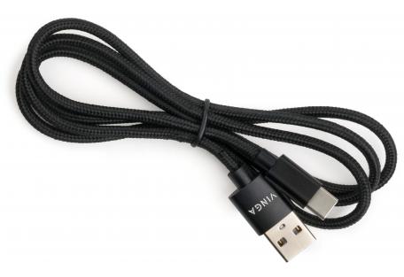 Дата кабель USB 2.0 AM to USB-C 1.0m nylon black Vinga (VCPDCTCNB1BK)