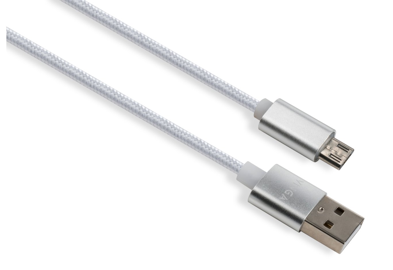 Data cable USB 2.0 AM to Micro 5P 1m LED silver Vinga (VCPDCMLED1S)