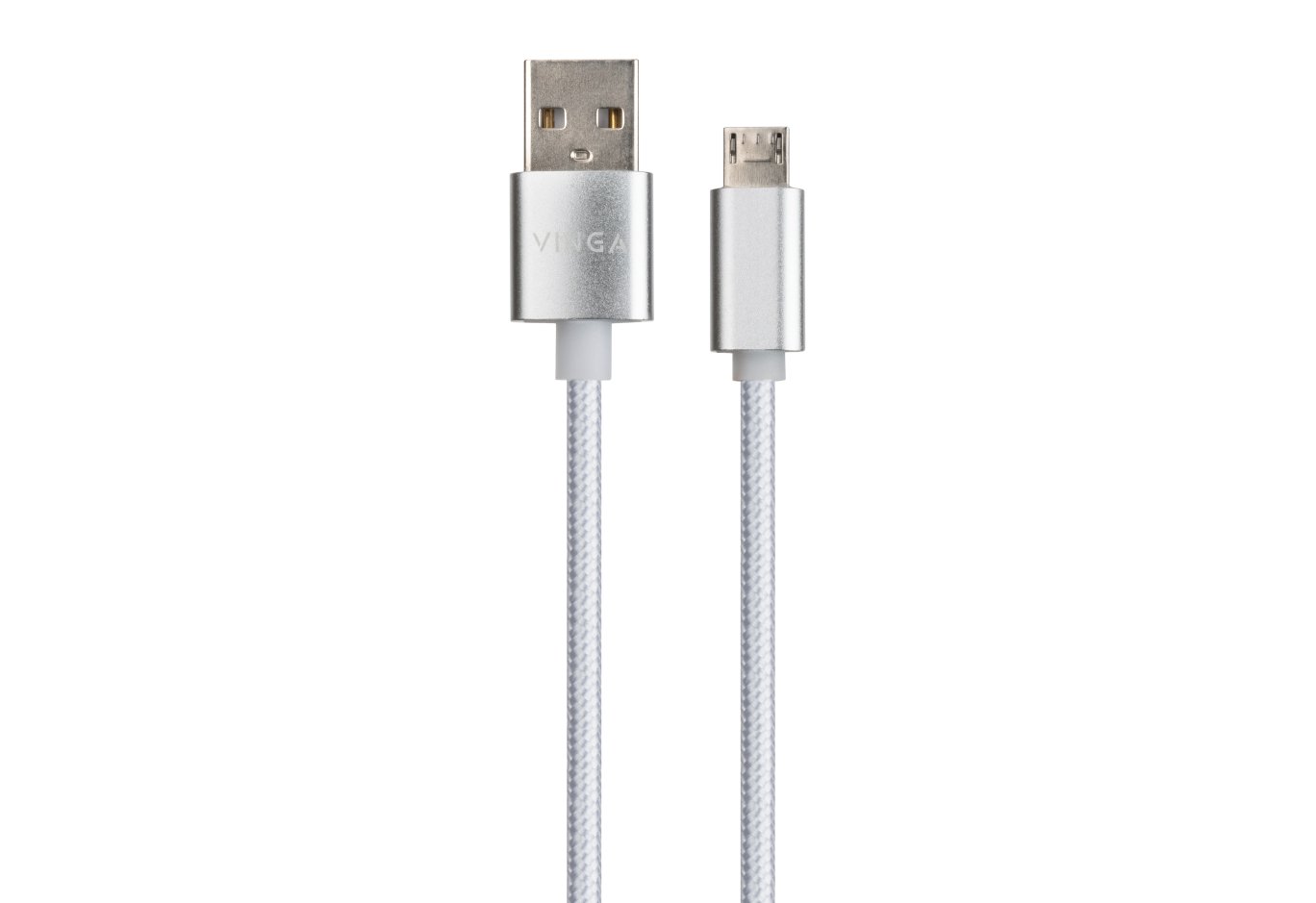 Data cable USB 2.0 AM to Micro 5P 1m LED silver Vinga (VCPDCMLED1S)