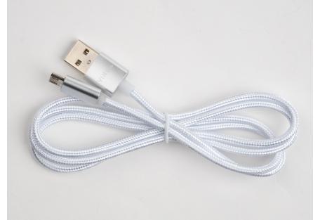Дата кабель USB 2.0 AM to Micro 5P 1m LED silver Vinga (VCPDCMLED1S)