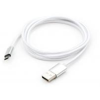 Дата кабель USB 2.0 AM to Micro 5P 1m LED silver Vinga (VCPDCMLED1S)