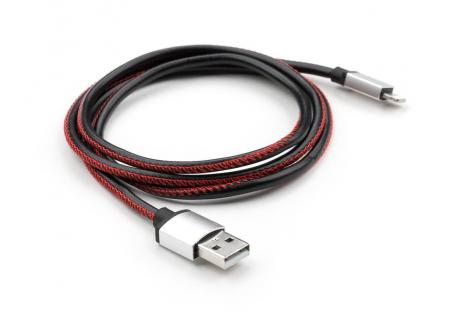 Дата кабель USB 2.0 AM to Lightning 1m pu leather black Vinga (VCPDCLLS1BK)