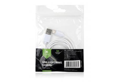 Дата кабель USB 2.0 AM to Lightning PVC 1m white Vinga (VCPDCL1W)