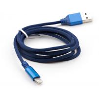 Дата кабель USB 2.0 AM to Lightning nylon 1m blue Vinga (VCPDCLNB21B)