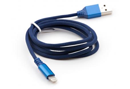 Дата кабель USB 2.0 AM to Lightning nylon 1m blue Vinga (VCPDCLNB21B)