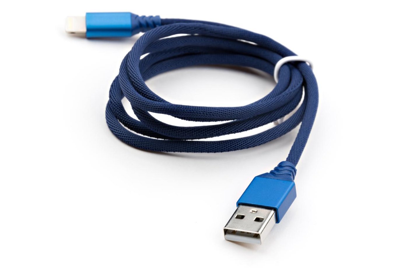Data cable USB 2.0 AM to Lightning nylon 1m blue Vinga (VCPDCLNB21B)