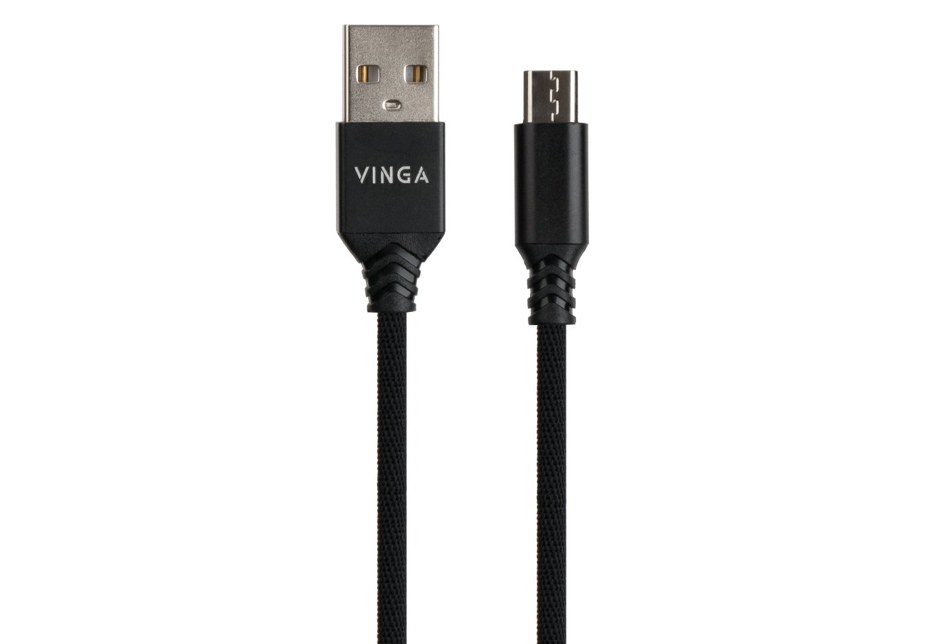 Data cable USB 2.0 AM to Micro 5P nylon 1m black Vinga (VCPDCMBN21BK)