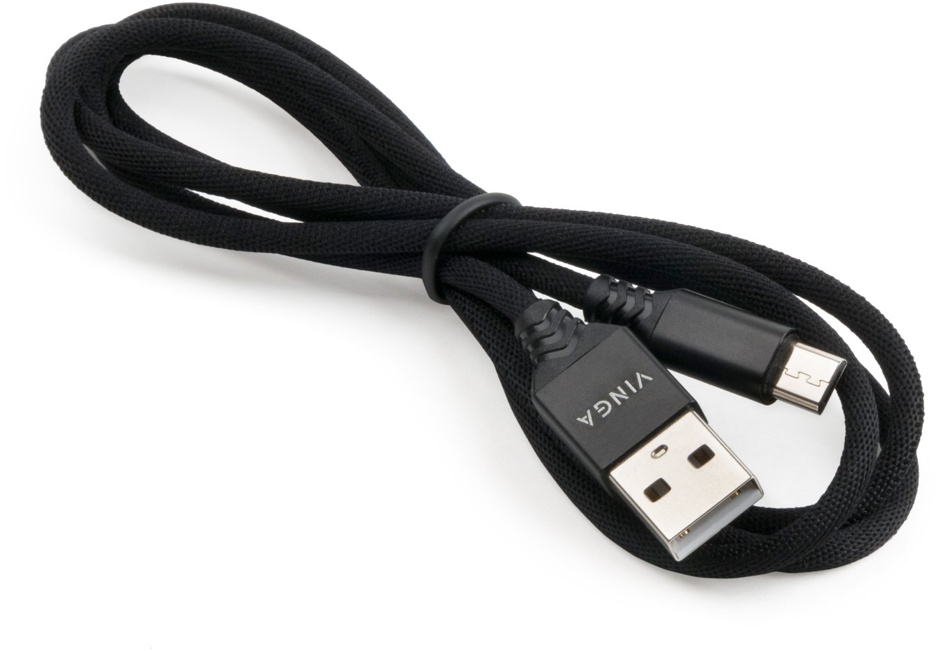 Data cable USB 2.0 AM to Micro 5P nylon 1m black Vinga (VCPDCMBN21BK)