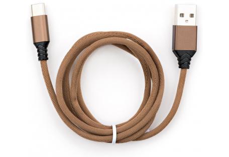 Дата кабель USB 2.0 AM to USB-C 1.0m nylon brown Vinga (VCPDCTCNB21BR)