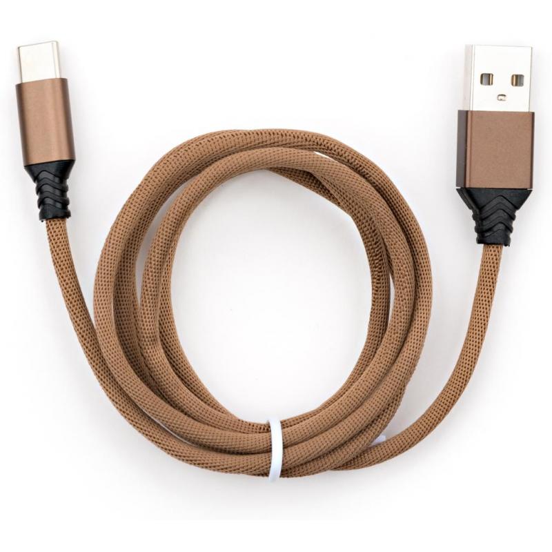 Дата кабель USB 2.0 AM to USB-C 1.0m nylon brown Vinga (VCPDCTCNB21BR)