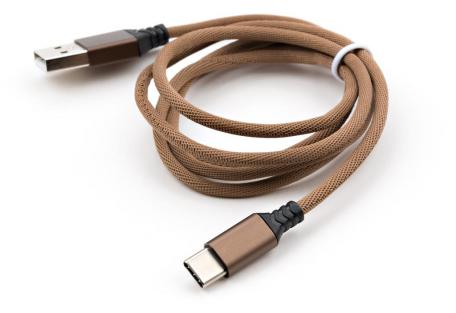 Дата кабель USB 2.0 AM to USB-C 1.0m nylon brown Vinga (VCPDCTCNB21BR)