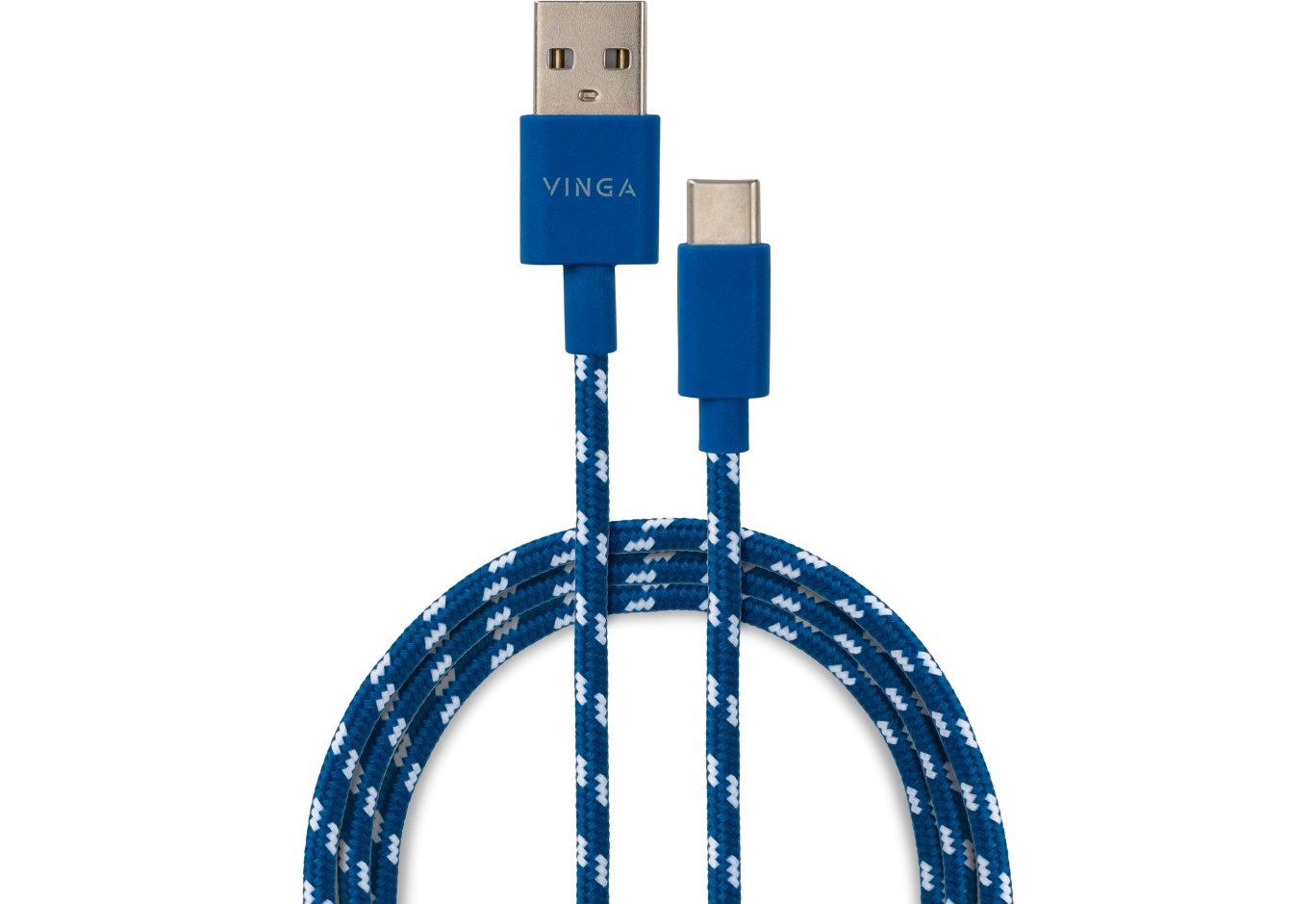 Data cable USB 2.0 AM to USB-C 1.0m 2color nylon blue Vinga (VCPDCTCNB31B)