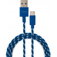 Дата кабель USB 2.0 AM to USB-C 1.0m 2color nylon blue Vinga (VCPDCTCNB31B)