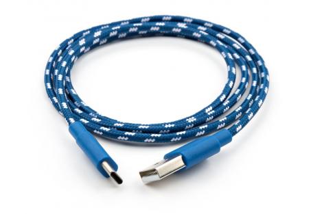 Дата кабель USB 2.0 AM to USB-C 1.0m 2color nylon blue Vinga (VCPDCTCNB31B)