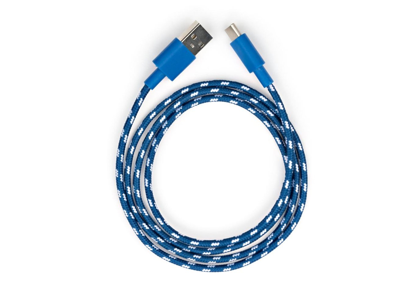 Data cable USB 2.0 AM to USB-C 1.0m 2color nylon blue Vinga (VCPDCTCNB31B)