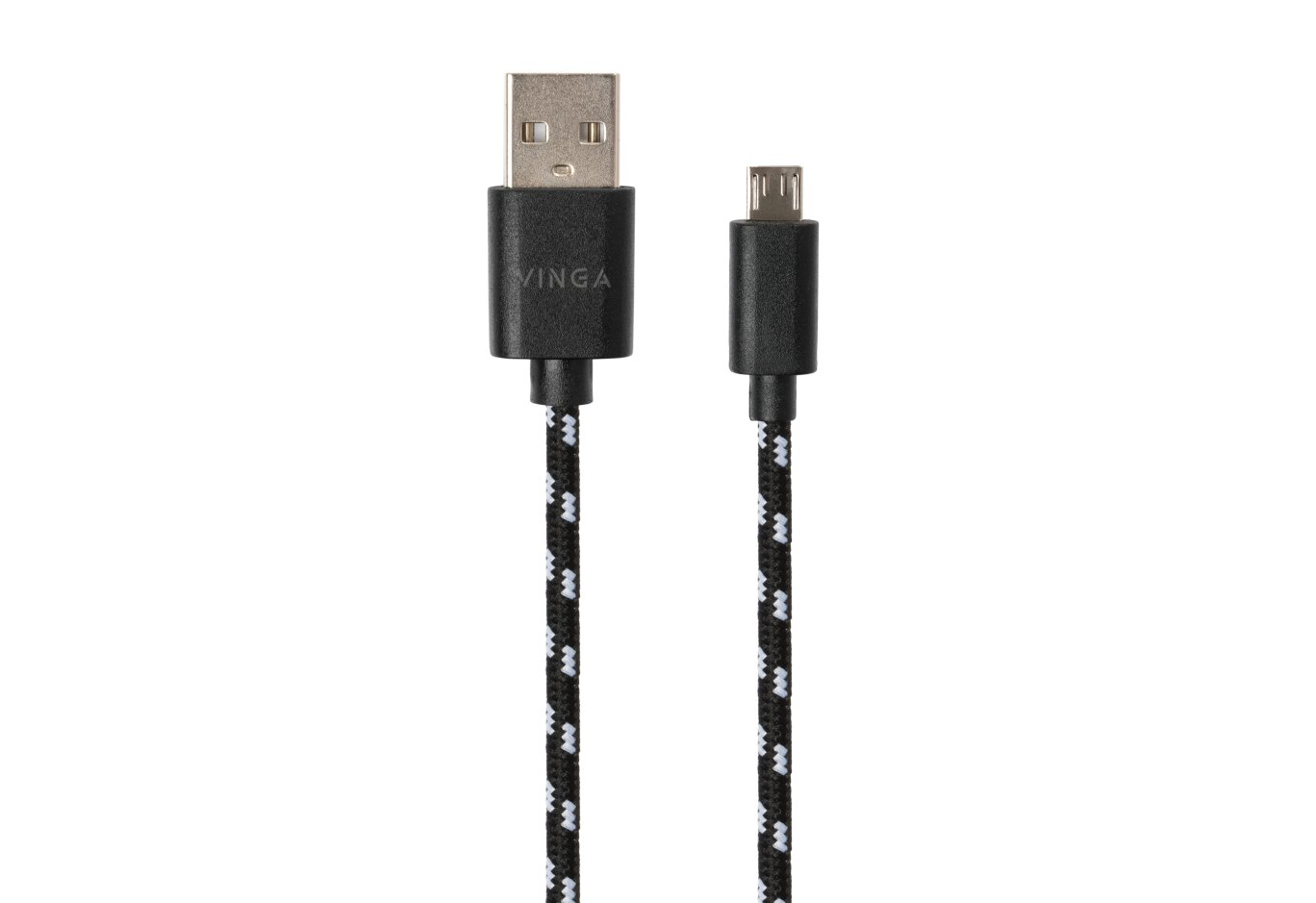 Data cable USB 2.0 AM to Micro 5P 2color nylon 1m black Vinga (VCPDCMBN31BK)