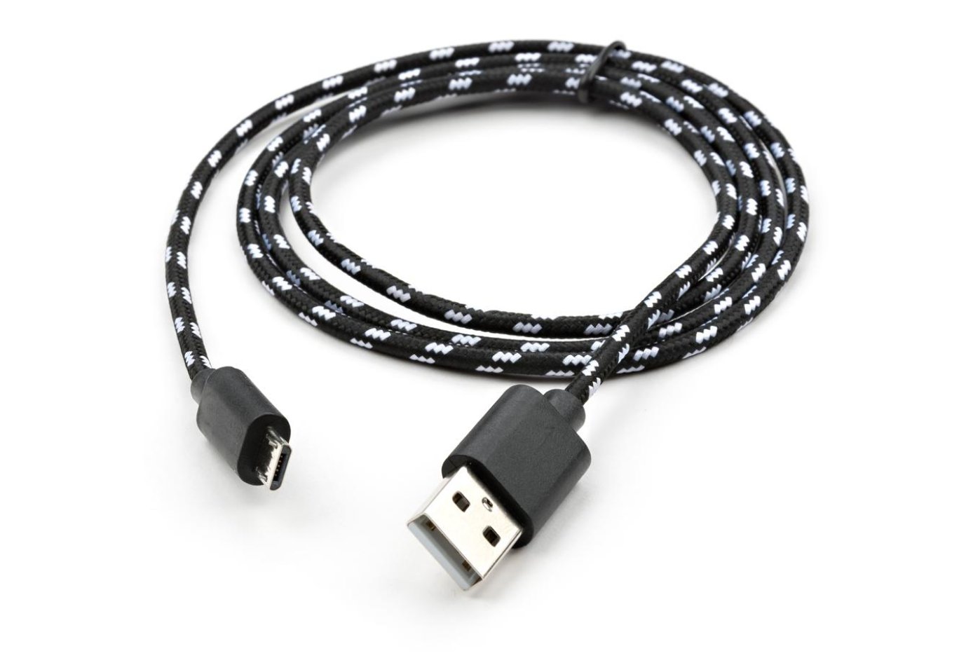 Data cable USB 2.0 AM to Micro 5P 2color nylon 1m black Vinga (VCPDCMBN31BK)