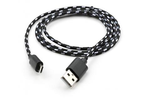 Дата кабель USB 2.0 AM to Micro 5P 2color nylon 1m black Vinga (VCPDCMBN31BK)