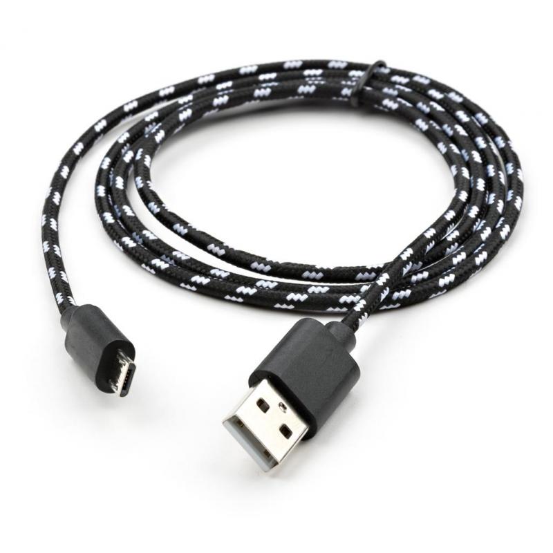 Дата кабель USB 2.0 AM to Micro 5P 2color nylon 1m black Vinga (VCPDCMBN31BK)