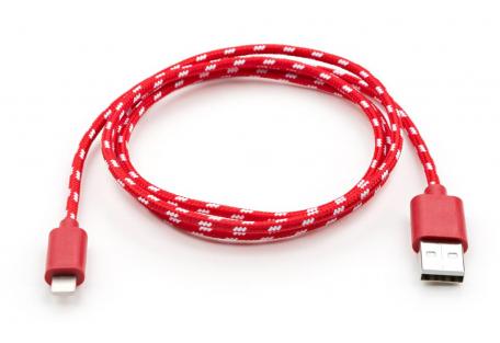 Дата кабель USB 2.0 AM to Lightning 2color nylon 1m red Vinga (VCPDCLNB31R)