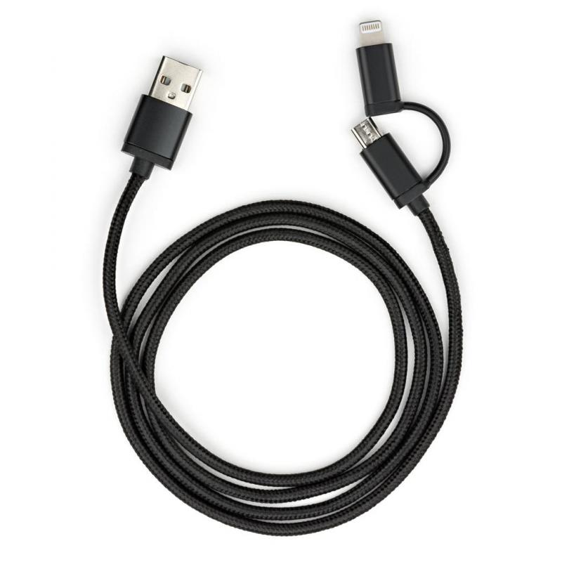 Дата кабель USB 2.0 AM to Micro 5P + Lightning 1m black Vinga (VCPDCLM1BK)