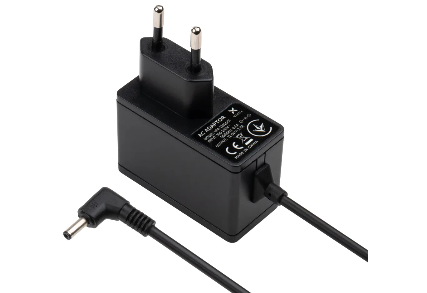 Laptop power supply Vinga 24W 12V 2.0А роз'єм 3.4*1.3, wall mount (VPA-1202001)