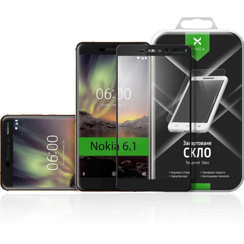 Скло захисне Vinga для Nokia 6.1 Black (VTPGS-N61B)