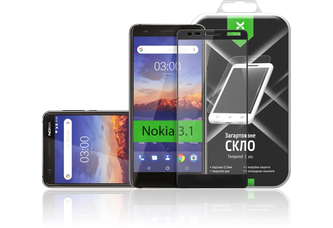 Protective glass Vinga для Nokia 3.1 Black (VTPGS-N31B)