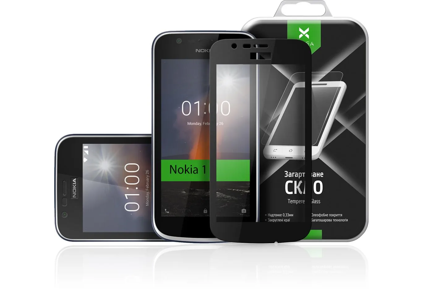 Скло захисне Vinga для Nokia 1 Black (VTPGS-N1B)