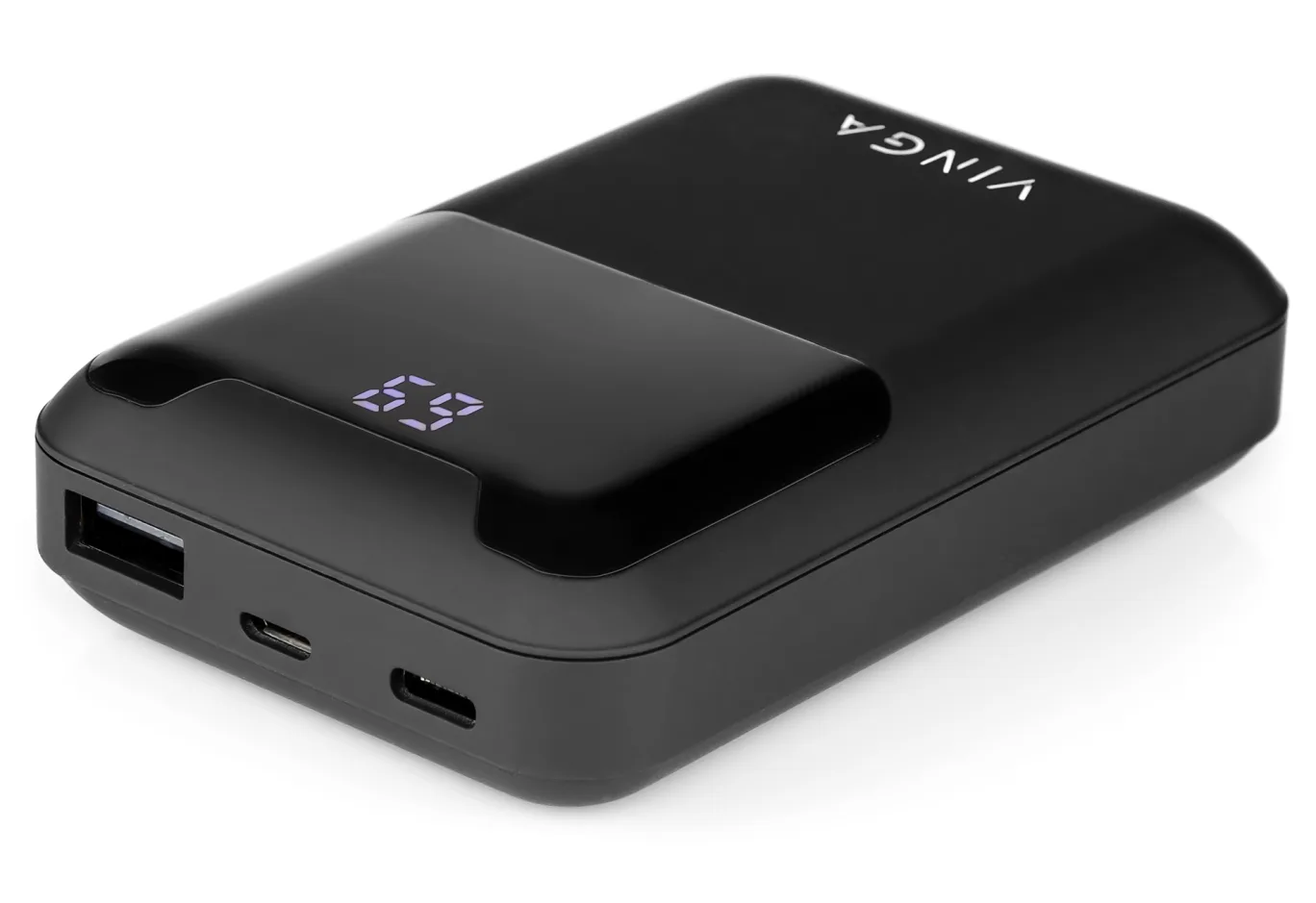 Батарея універсальна Vinga 10000 mAh Display soft touch black (BTPB0310LEDROBK)