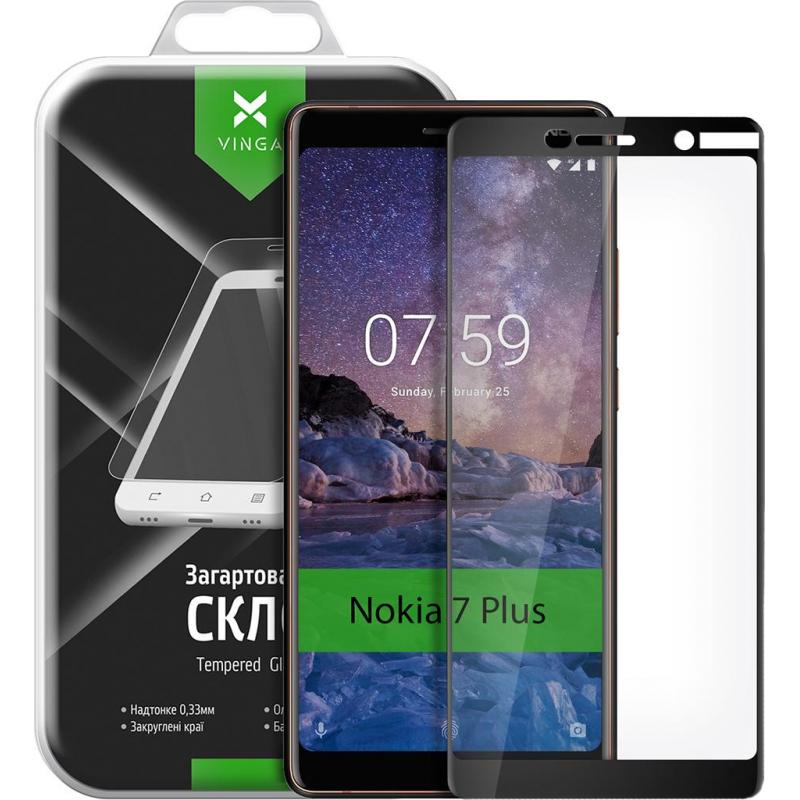 Скло захисне Vinga для Nokia 7 Plus (Black) (VTPGS-N7PB)